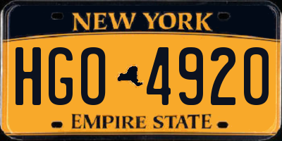 NY license plate HGO4920