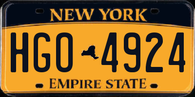 NY license plate HGO4924