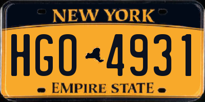 NY license plate HGO4931