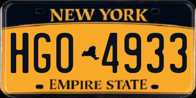 NY license plate HGO4933