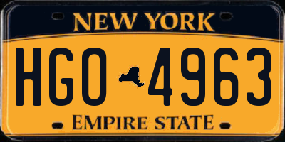 NY license plate HGO4963