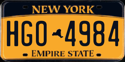 NY license plate HGO4984