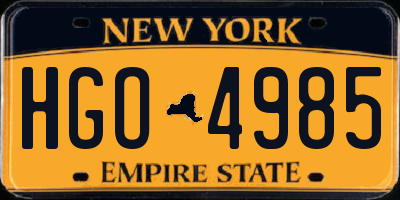 NY license plate HGO4985