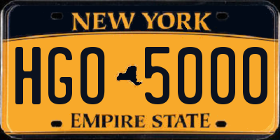 NY license plate HGO5000