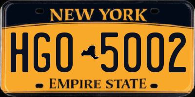 NY license plate HGO5002