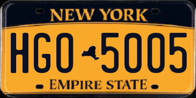 NY license plate HGO5005