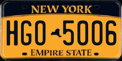 NY license plate HGO5006