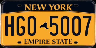 NY license plate HGO5007