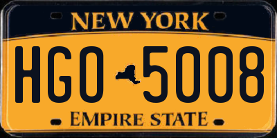 NY license plate HGO5008