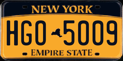 NY license plate HGO5009