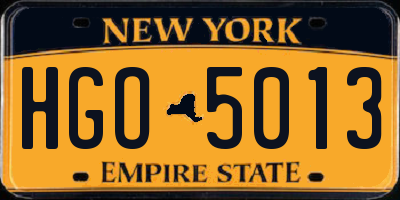 NY license plate HGO5013