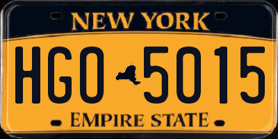 NY license plate HGO5015