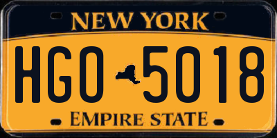 NY license plate HGO5018