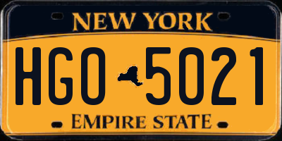 NY license plate HGO5021