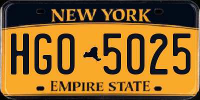 NY license plate HGO5025