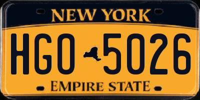 NY license plate HGO5026