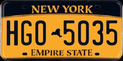 NY license plate HGO5035