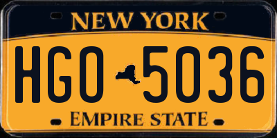 NY license plate HGO5036