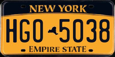 NY license plate HGO5038