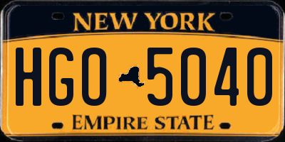 NY license plate HGO5040