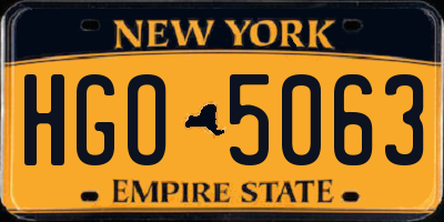 NY license plate HGO5063