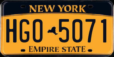 NY license plate HGO5071