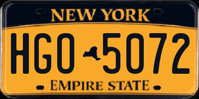 NY license plate HGO5072