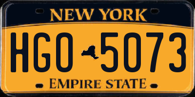 NY license plate HGO5073