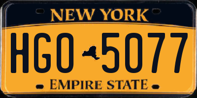 NY license plate HGO5077