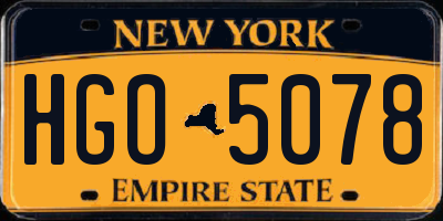 NY license plate HGO5078