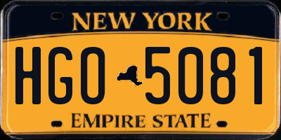 NY license plate HGO5081