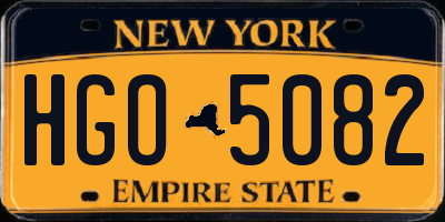 NY license plate HGO5082