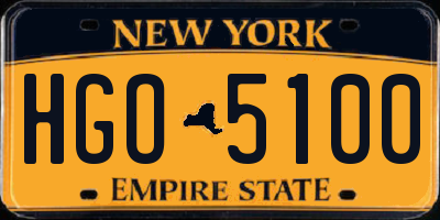 NY license plate HGO5100