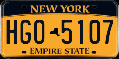 NY license plate HGO5107