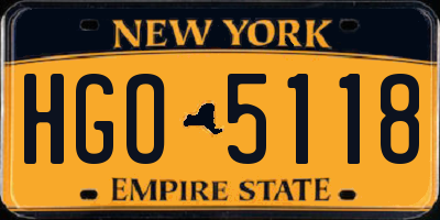 NY license plate HGO5118