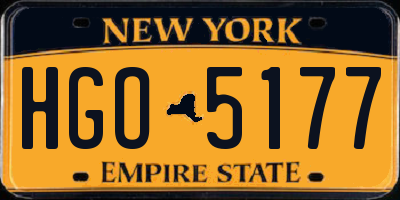 NY license plate HGO5177