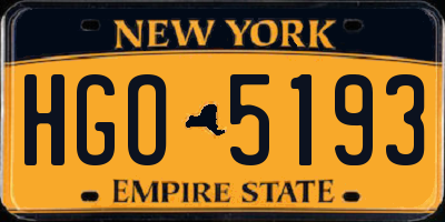 NY license plate HGO5193