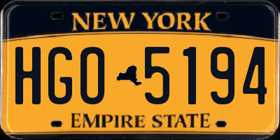 NY license plate HGO5194