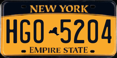 NY license plate HGO5204