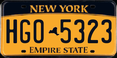 NY license plate HGO5323