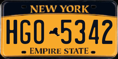 NY license plate HGO5342