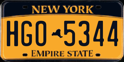 NY license plate HGO5344