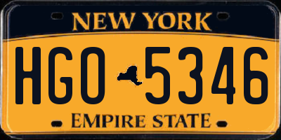 NY license plate HGO5346