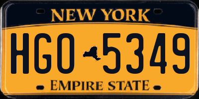 NY license plate HGO5349
