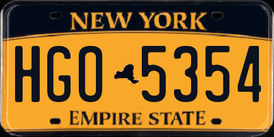 NY license plate HGO5354