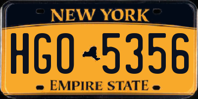 NY license plate HGO5356