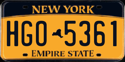 NY license plate HGO5361