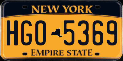 NY license plate HGO5369