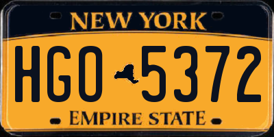 NY license plate HGO5372