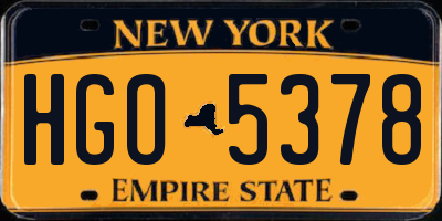 NY license plate HGO5378